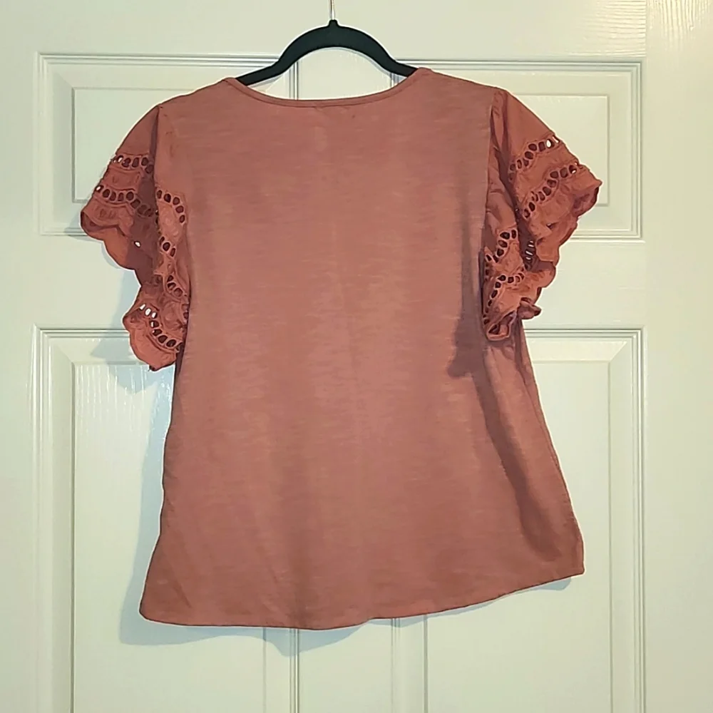 ๐HPx5๐ Dusty Rose Flutter Sleeve Top - Picture 4 of 4